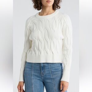 Vigoss Cable Stitch Crewneck Sweater in Creme Size Large NWT
